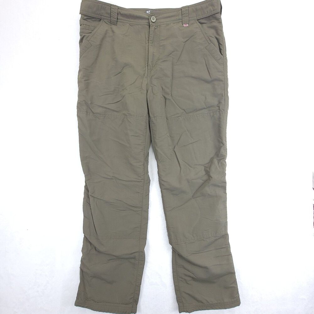 Simms Pants Mens L Green Fleece Lined Fishing Cold Weather Adjustable Cuff